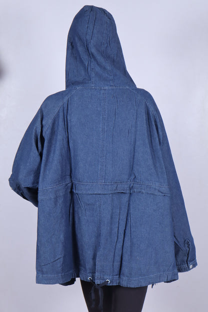 Women's Hooded Denim Utility Jacket