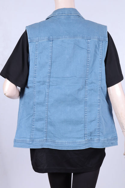 Stylish Light Wash Denim Vest for Women