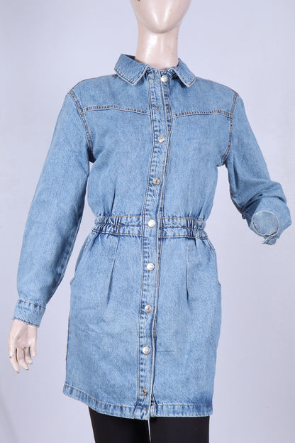 The Essential Drawstring Denim Shirt Dress