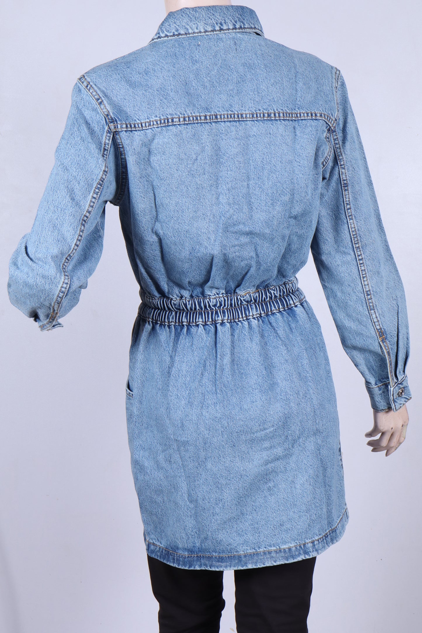 The Essential Drawstring Denim Shirt Dress