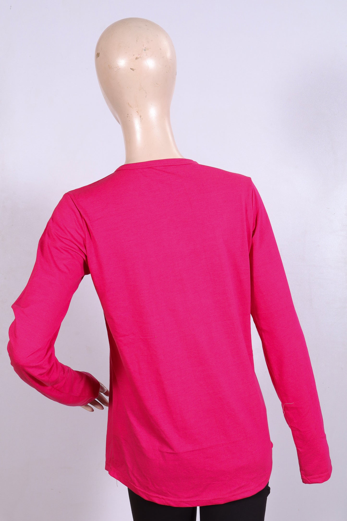 Casual Long-Sleeve Henley Top – Vibrant Magenta