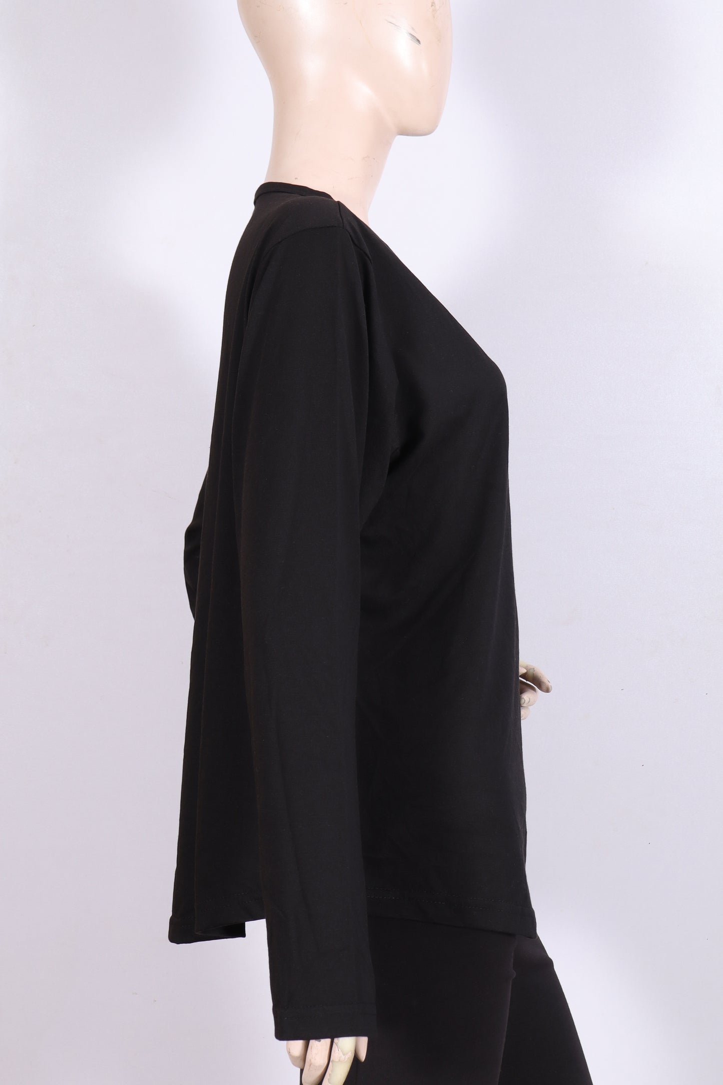 Casual Long-Sleeve Henley Top - Black