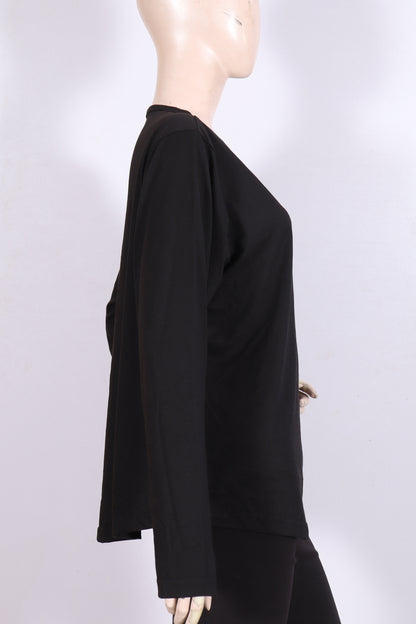 Casual Long-Sleeve Henley Top - Black