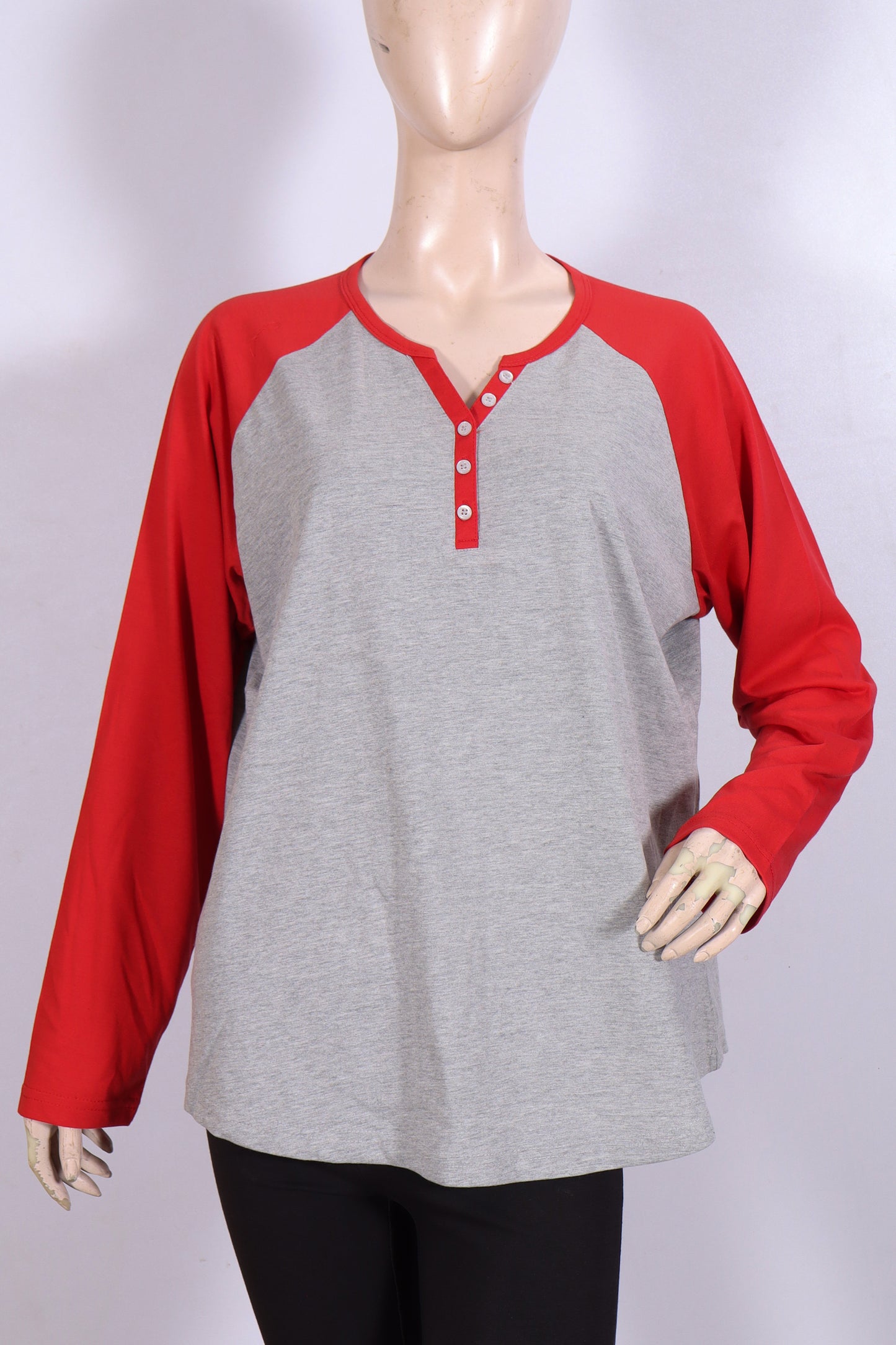 Casual Long-Sleeve Henley Top