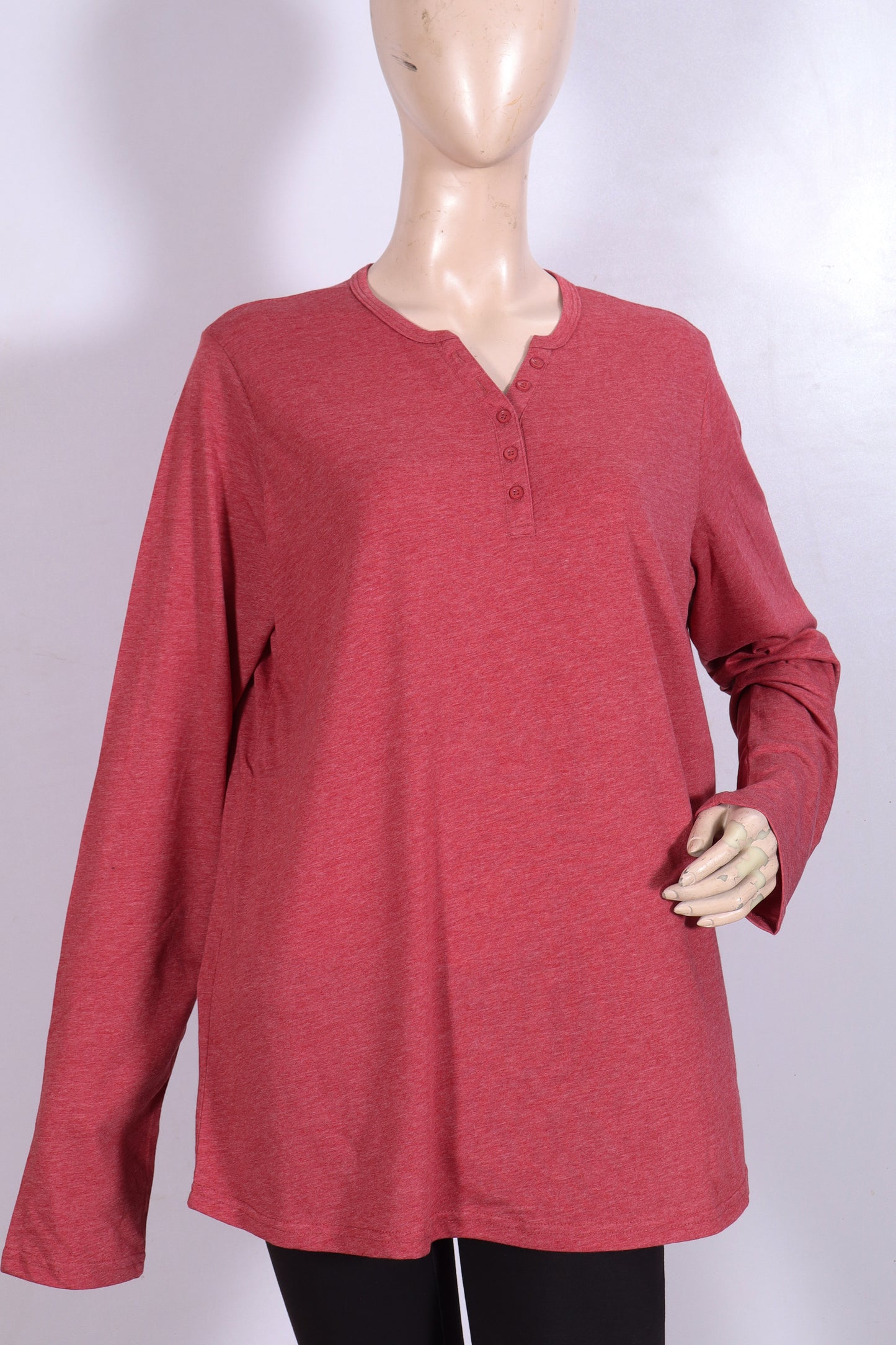 Casual Long-Sleeve Henley Top