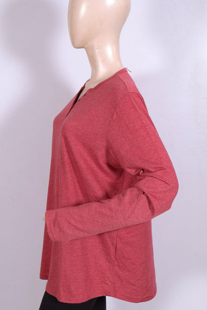 Casual Long-Sleeve Henley Top