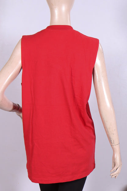 Vibrant Red Sleeveless Pocket Tee