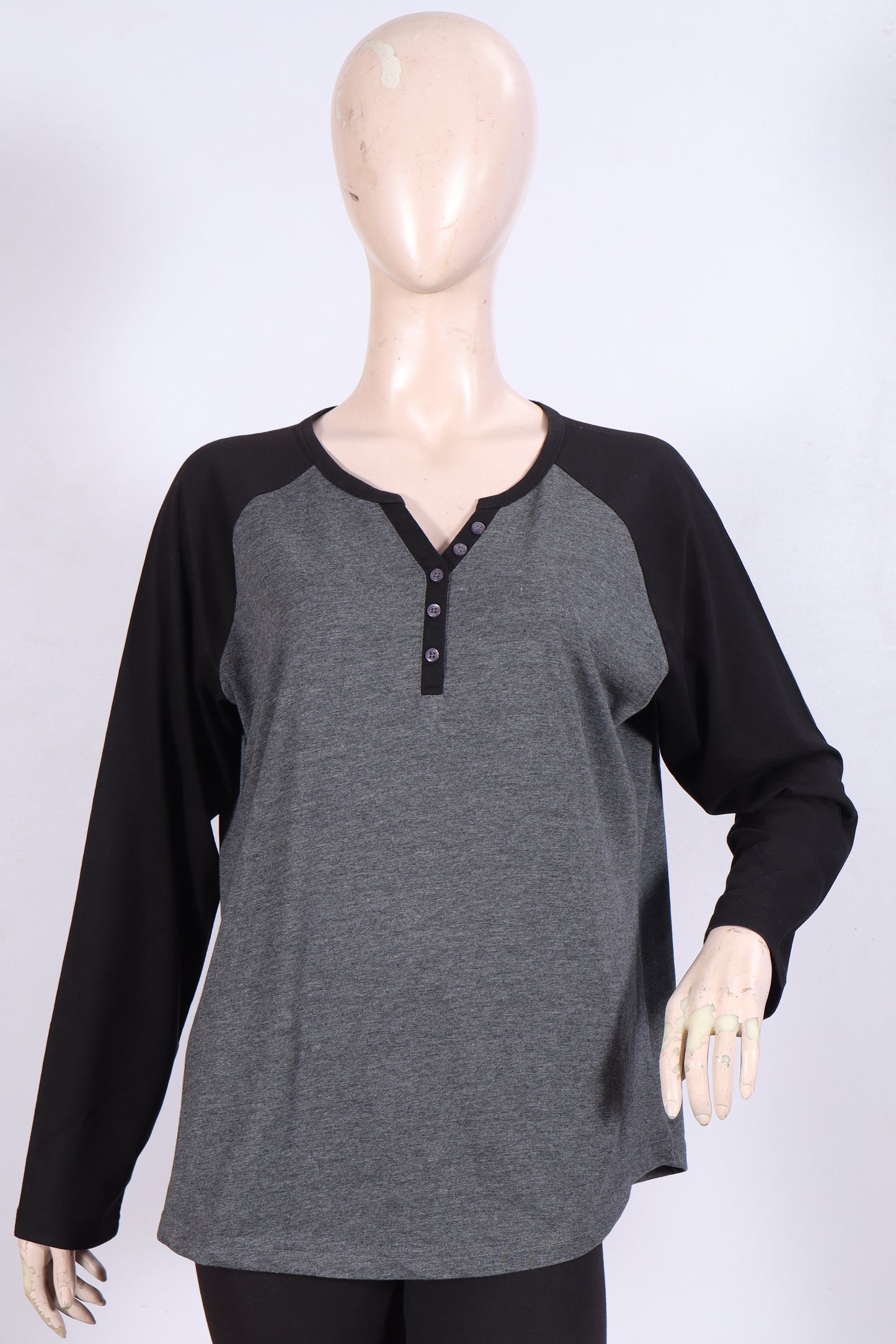 Casual Long-Sleeve Henley Top