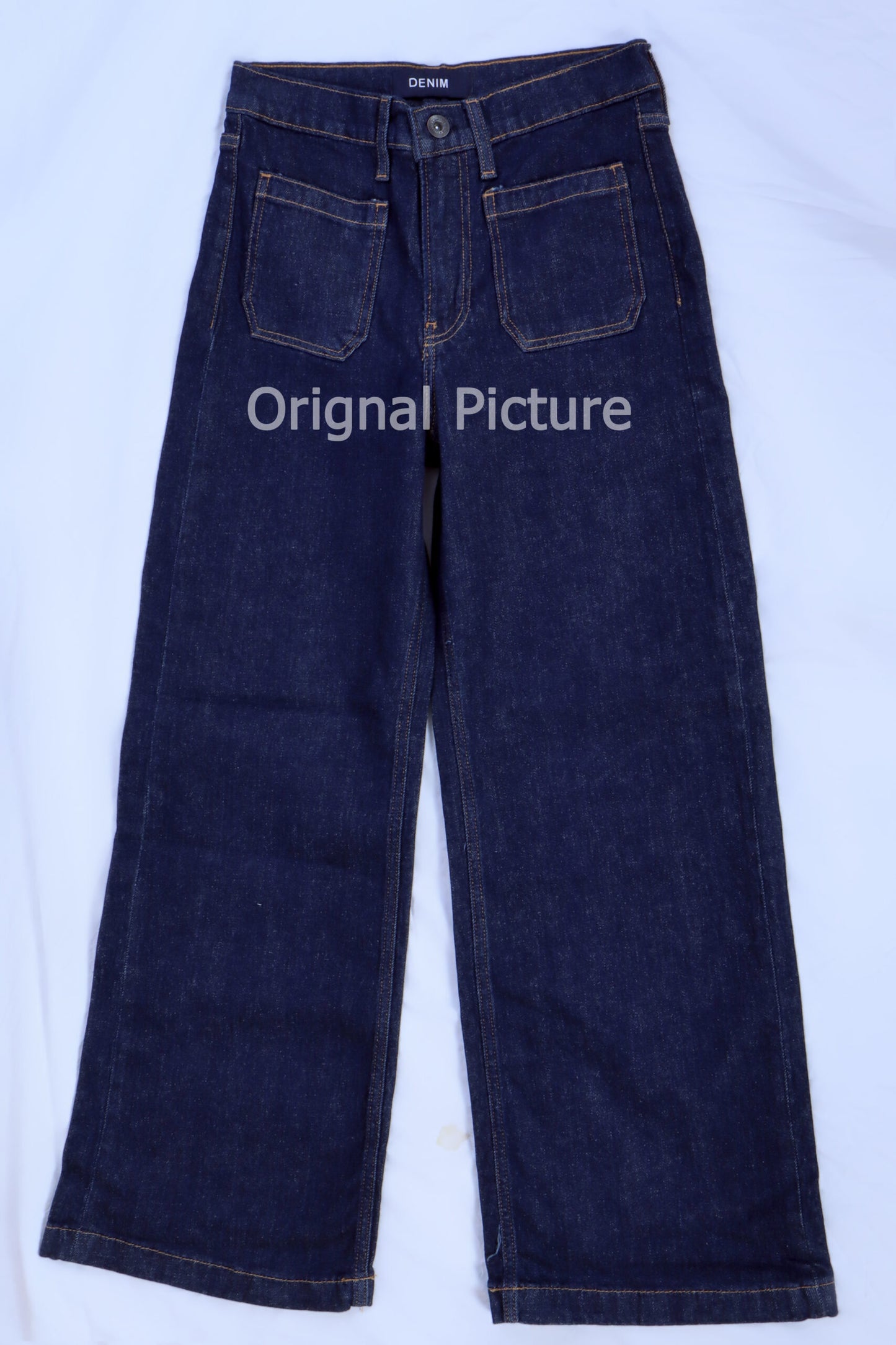 Indigo High Rise Wide Leg Pocket Jean