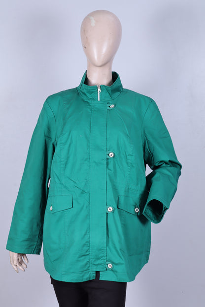 Women’s Emerald Green Utility Field Jacket – Lightweight Anorak with Cinch Waist