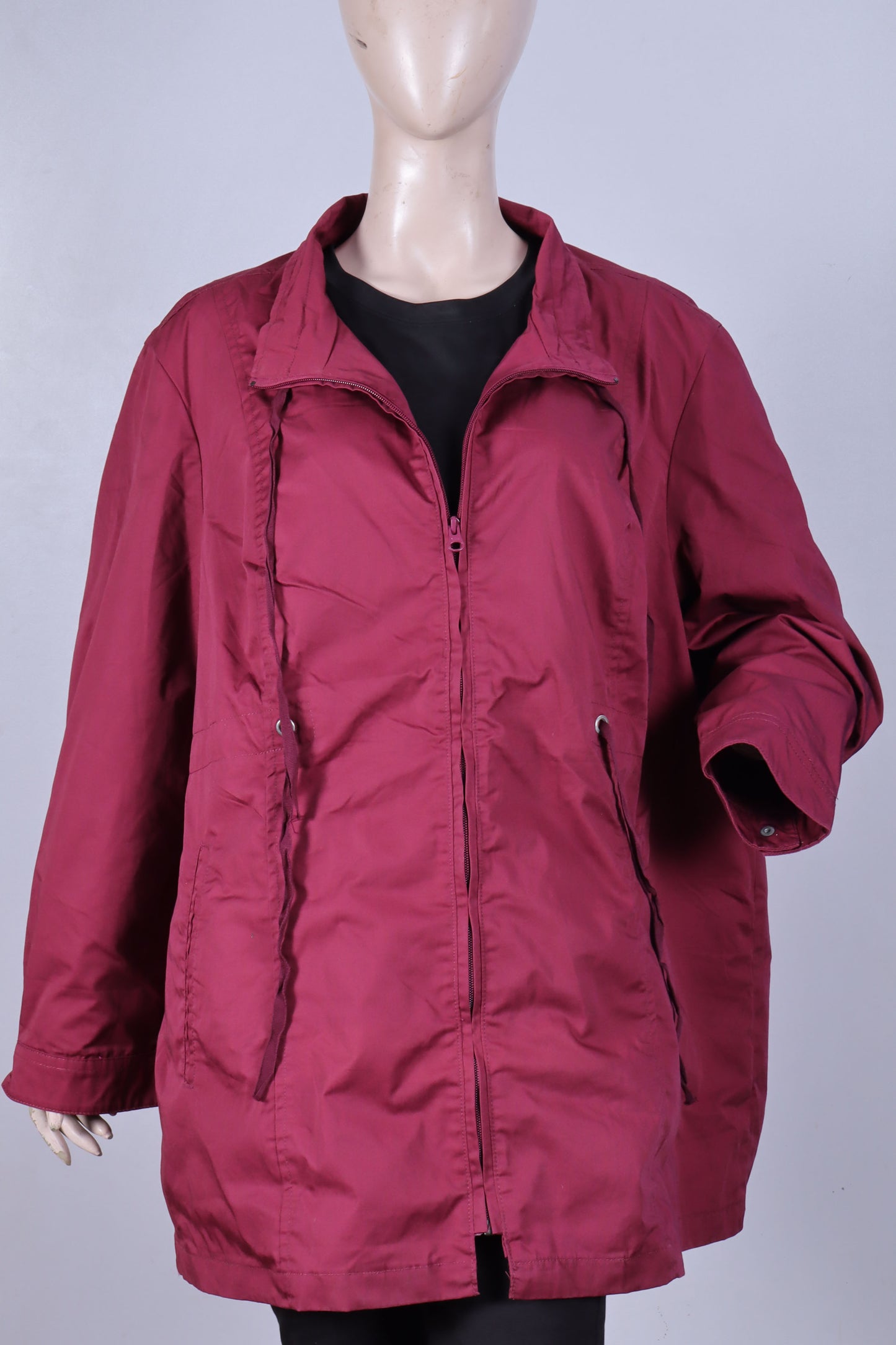 Ladies Premium Burgundy Utility Jacket with Adjustable Waist