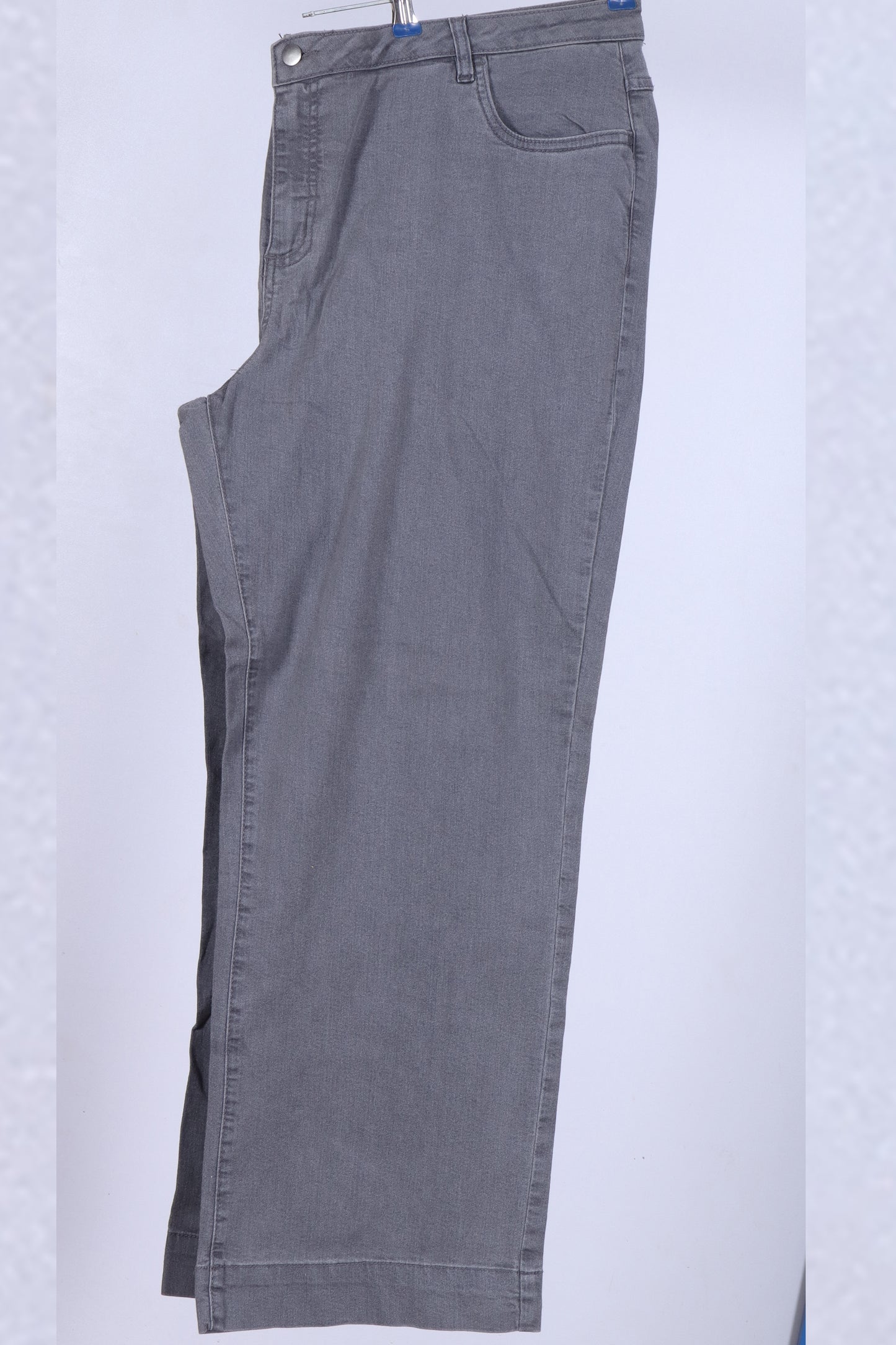 Wide Leg Grey Denim Trousers