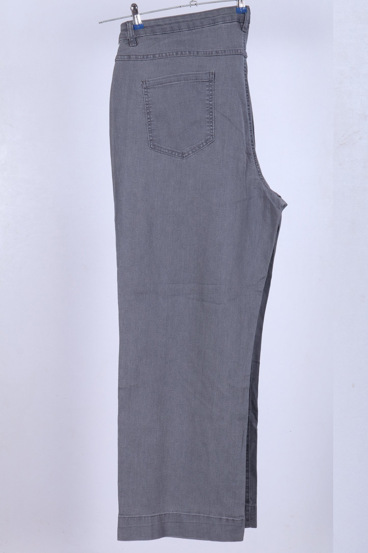 Wide Leg Grey Denim Trousers