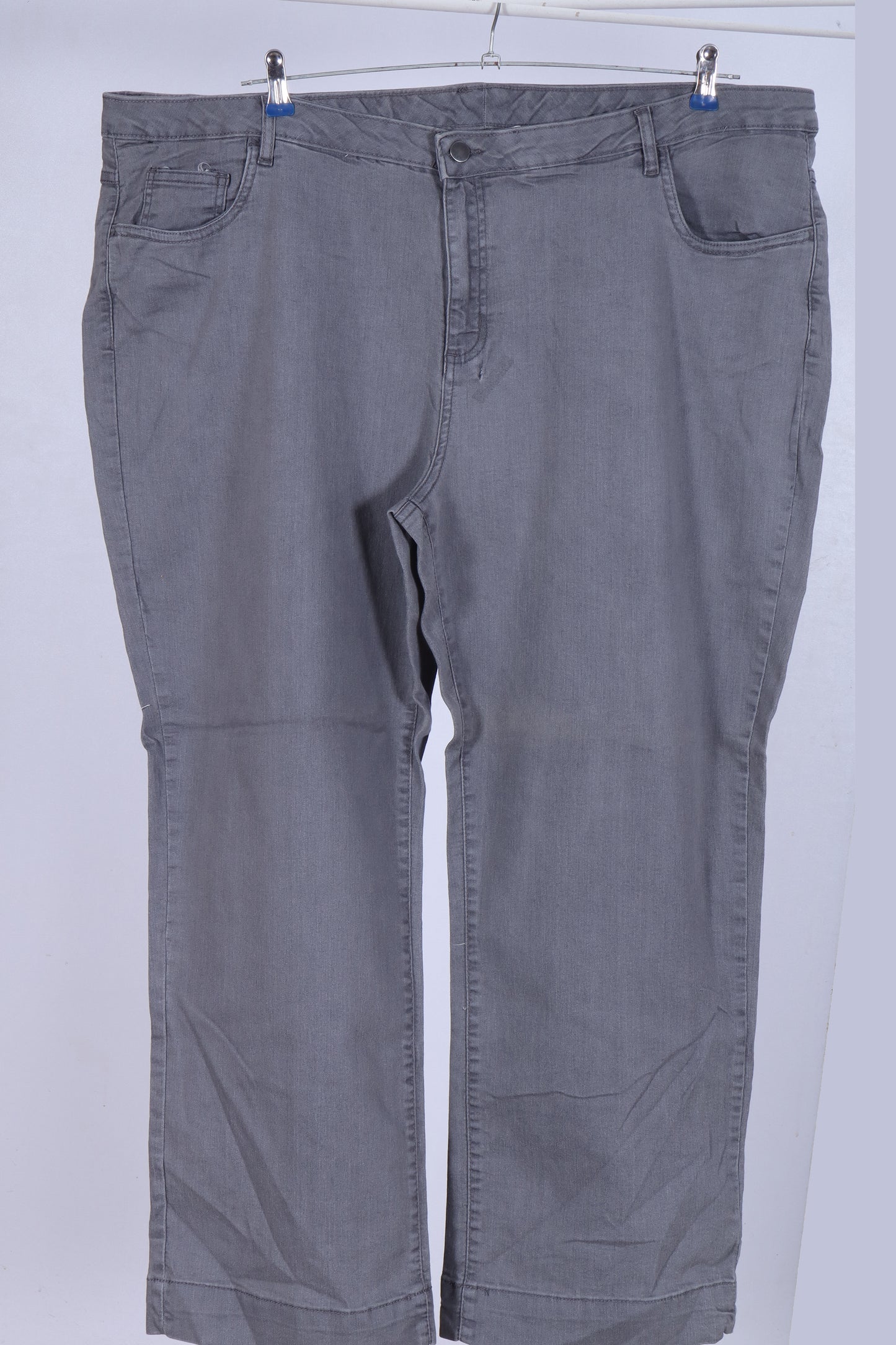 Wide Leg Grey Denim Trousers