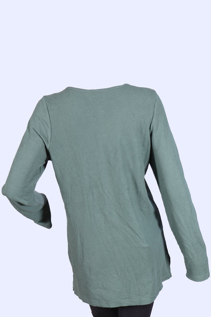 Sage Green Lace-Bib Henley Tunic Top
