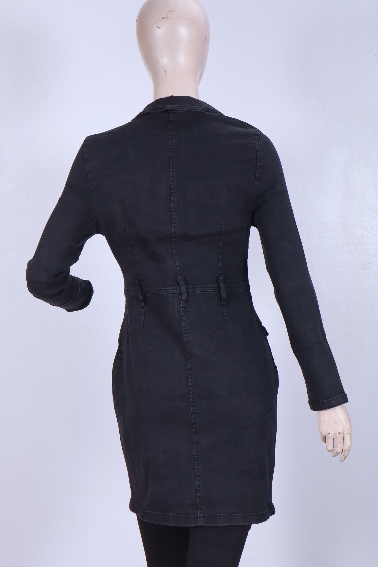 Chic Black Denim Utility Mini Dress