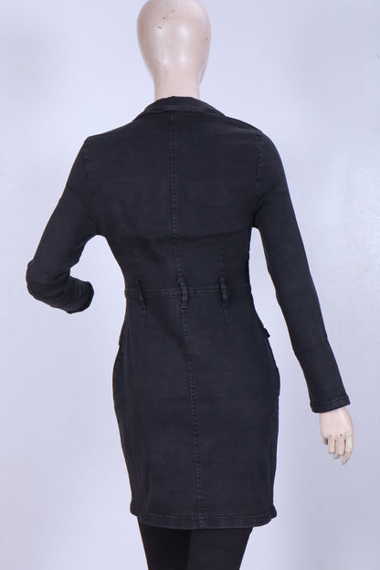 Chic Black Denim Utility Mini Dress