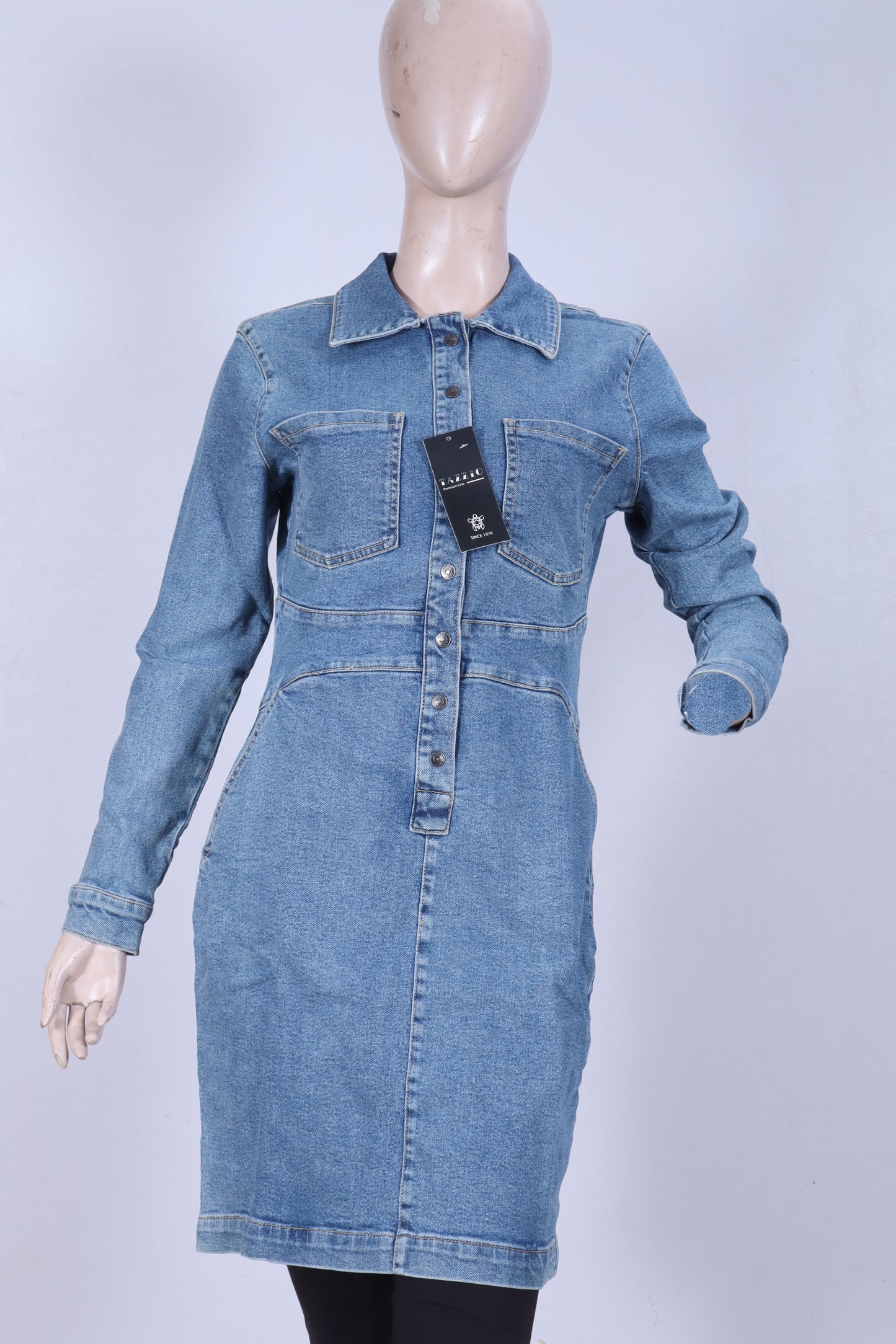 Women's Long-Sleeve Denim Shirt Dress