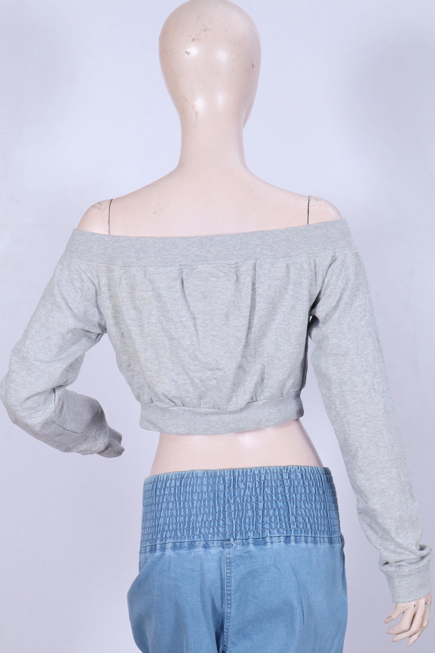 PTL Charcoal Crop Off-Shoulder Sweatshirt