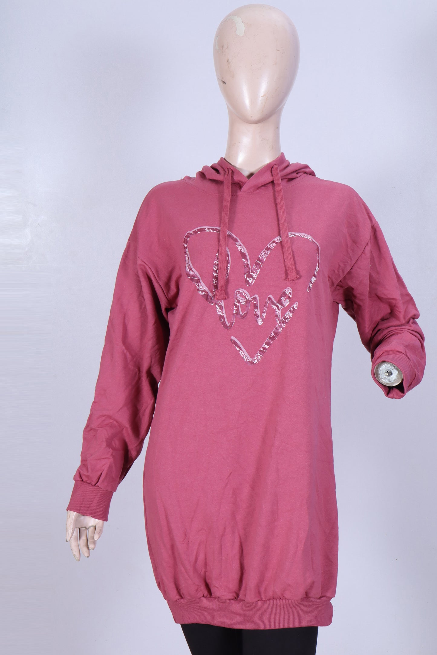 Women's Long Heart Graphic Hoodie Dress