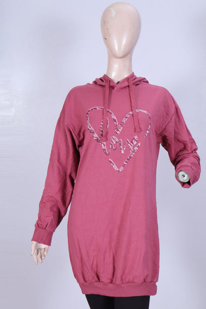 Women's Long Heart Graphic Hoodie Dress