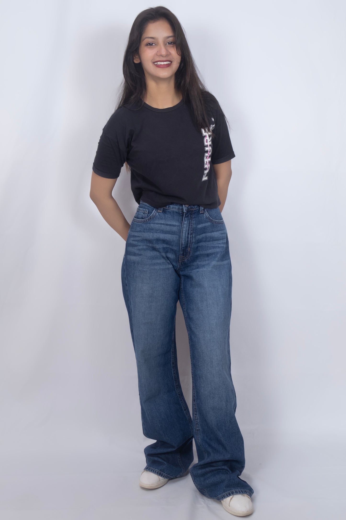 High-Waisted Wide-Leg Denim Jeans