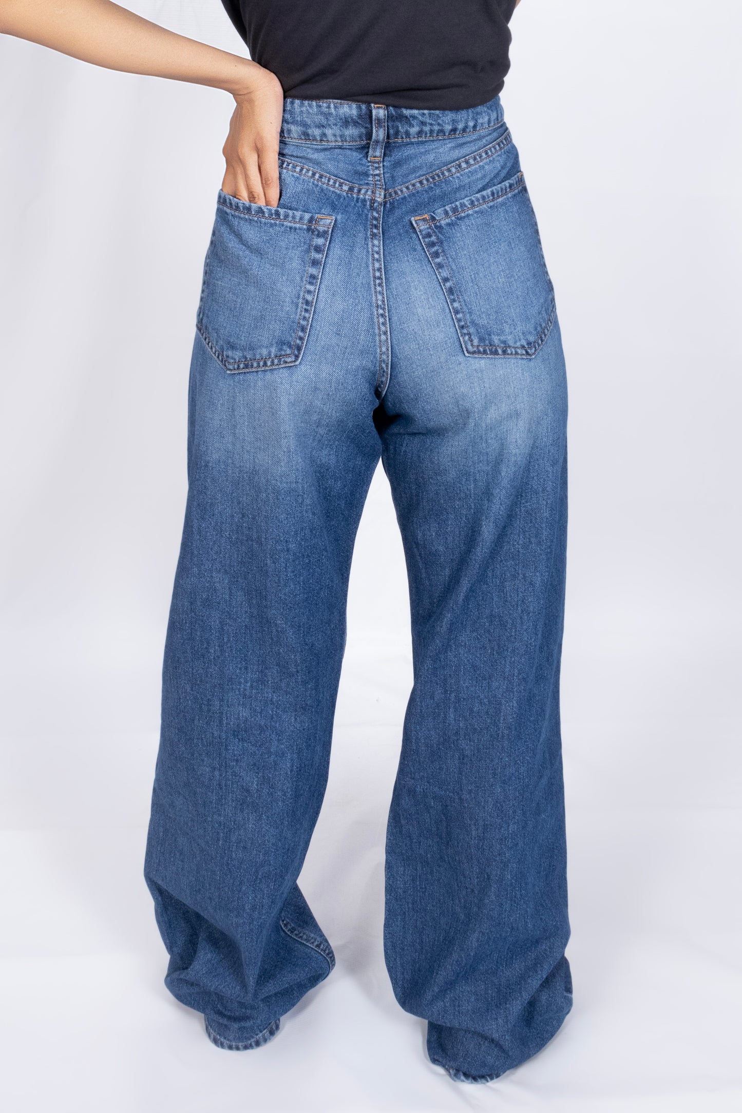 High-Waisted Wide-Leg Denim Jeans