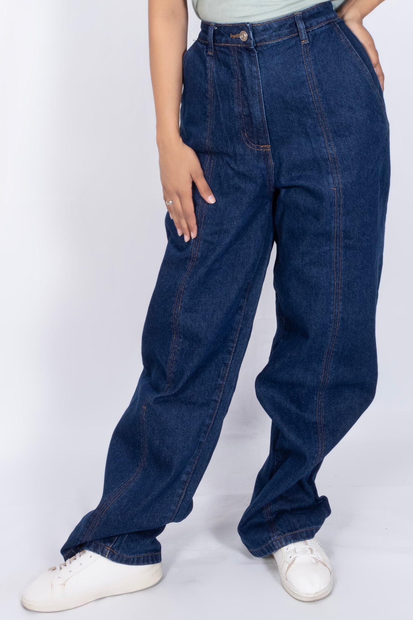 Deep Indigo High-Waist Wide-Leg Jeans