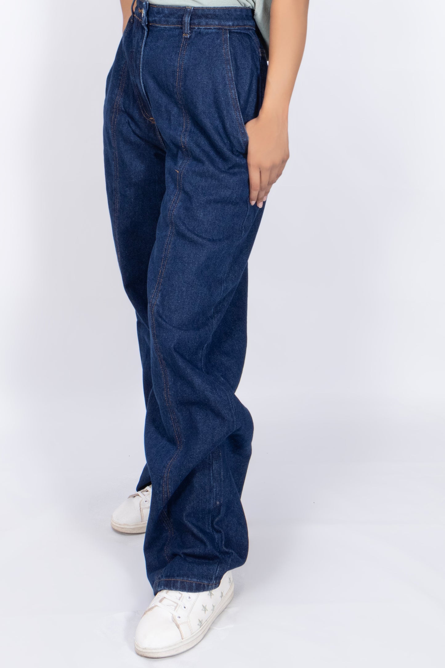 Deep Indigo High-Waist Wide-Leg Jeans