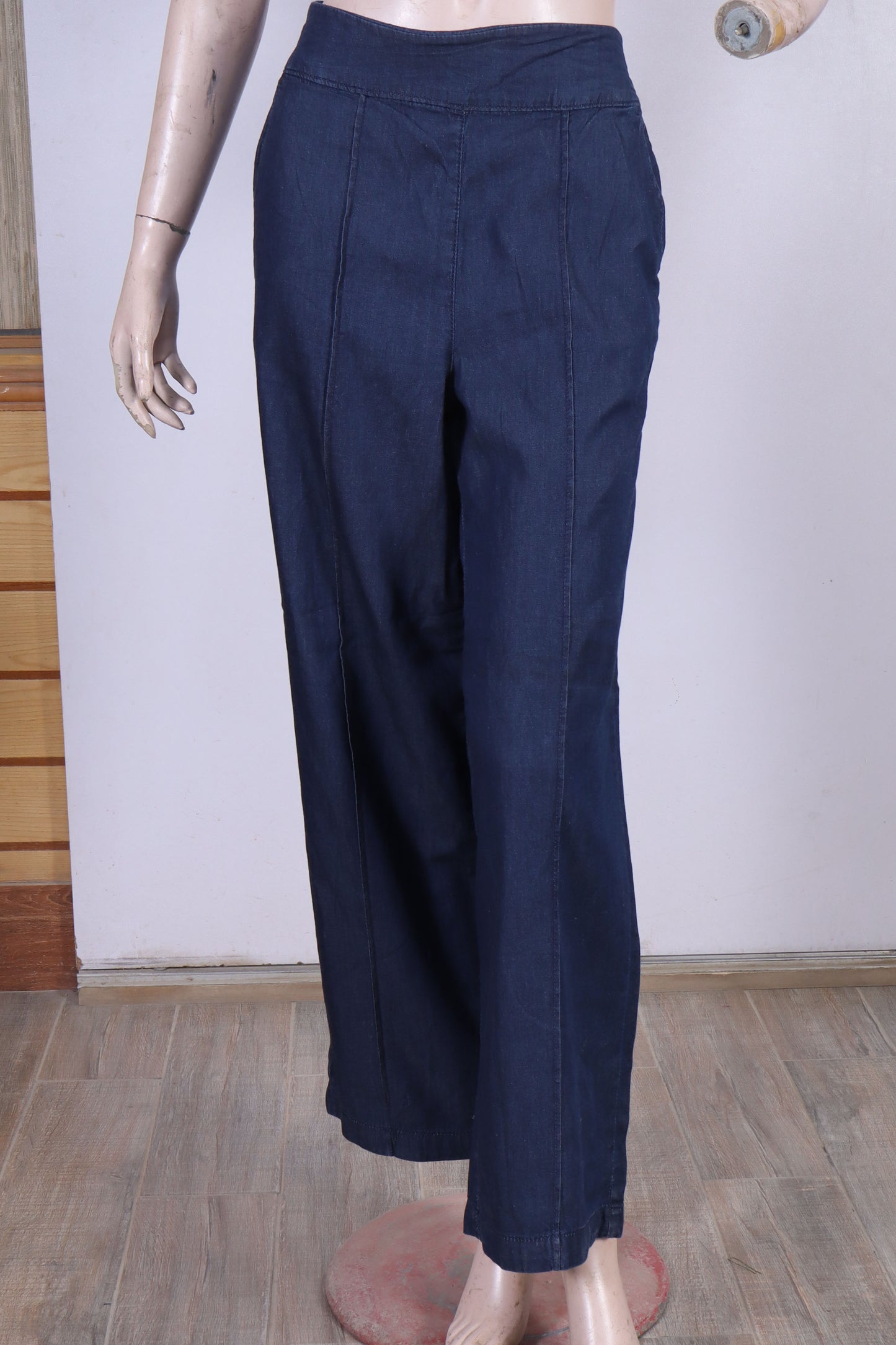 Premium Wide-Leg Pull-On Trousers – Dark Indigo
