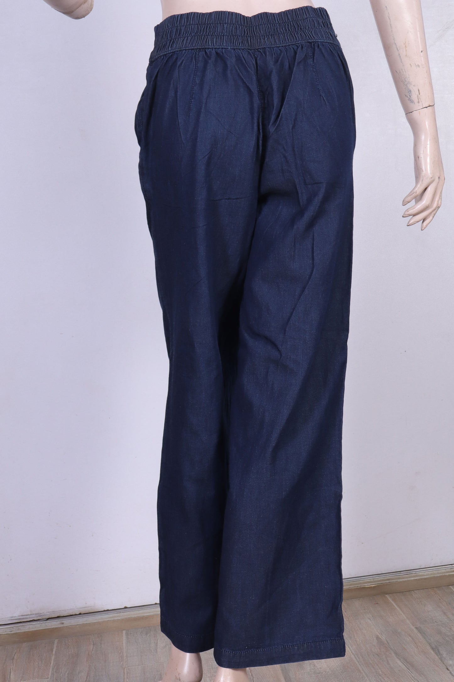 Premium Wide-Leg Pull-On Trousers – Dark Indigo