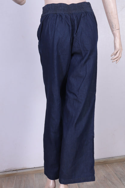 Premium Wide-Leg Pull-On Trousers – Dark Indigo