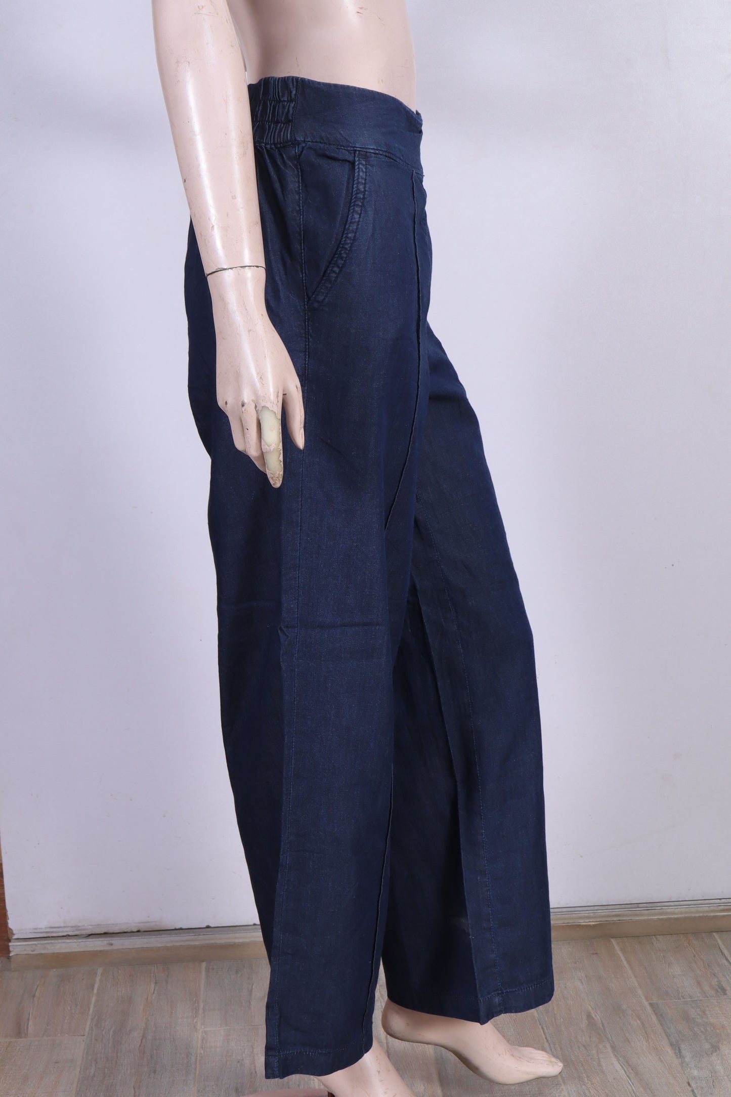 Premium Wide-Leg Pull-On Trousers – Dark Indigo