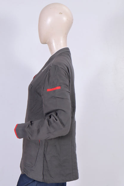 Urban Grey Zip-Up Jacket with Red Contrast Accents