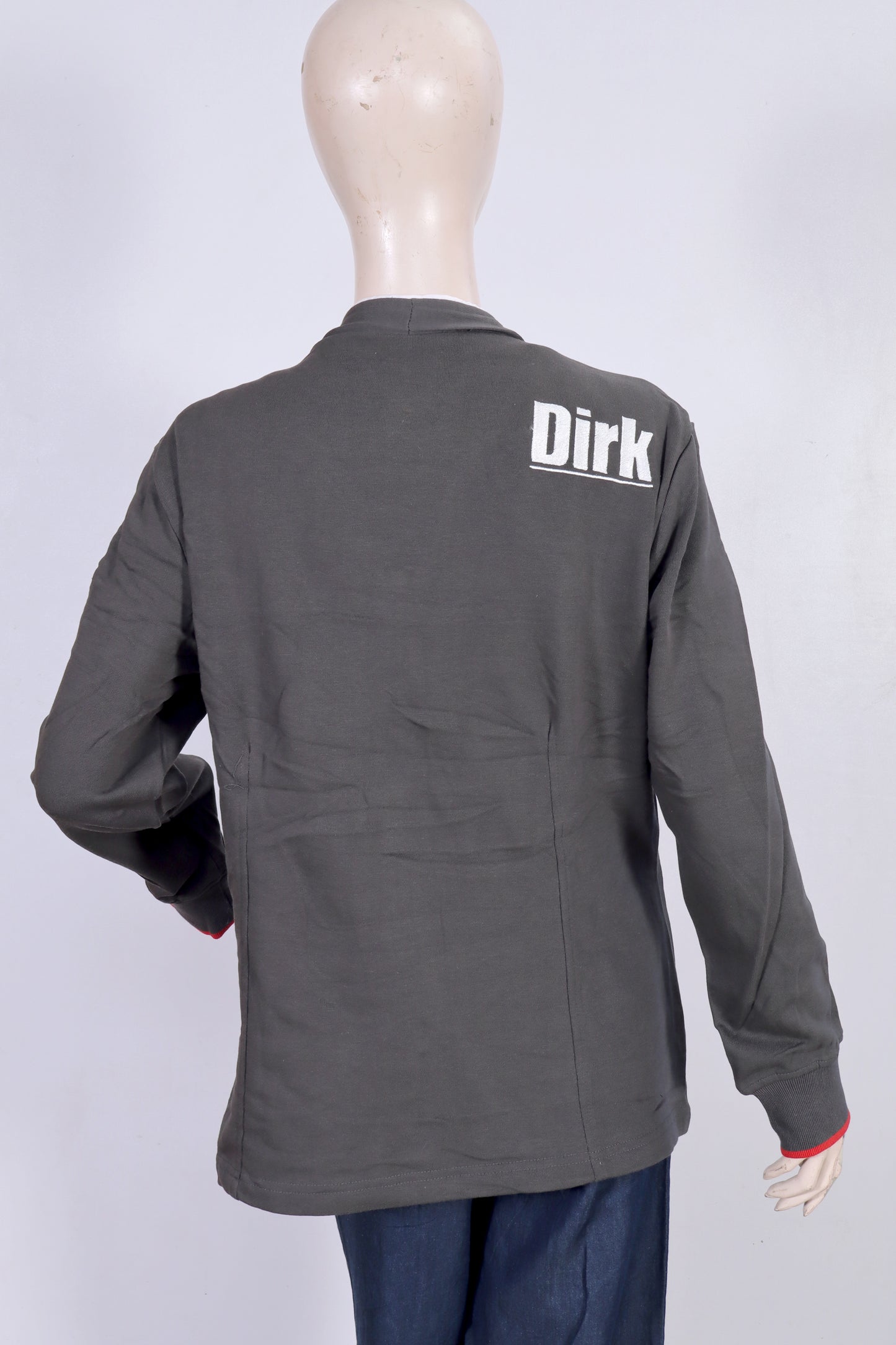 Urban Grey Zip-Up Jacket with Red Contrast Accents