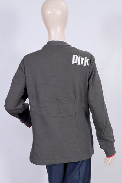 Urban Grey Zip-Up Jacket with Red Contrast Accents