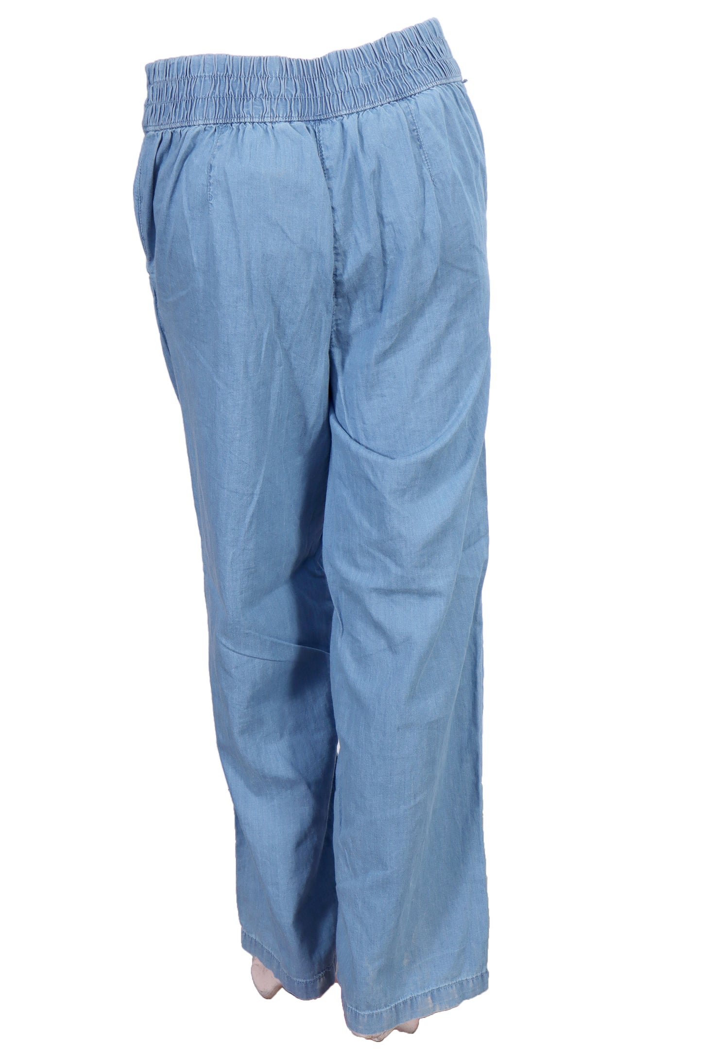 Women’s Mid-Blue Wide-Leg Pull-On Trousers