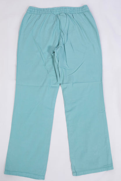 Women’s Aqua Blue Cotton Drawstring Pants – Relaxed Fit