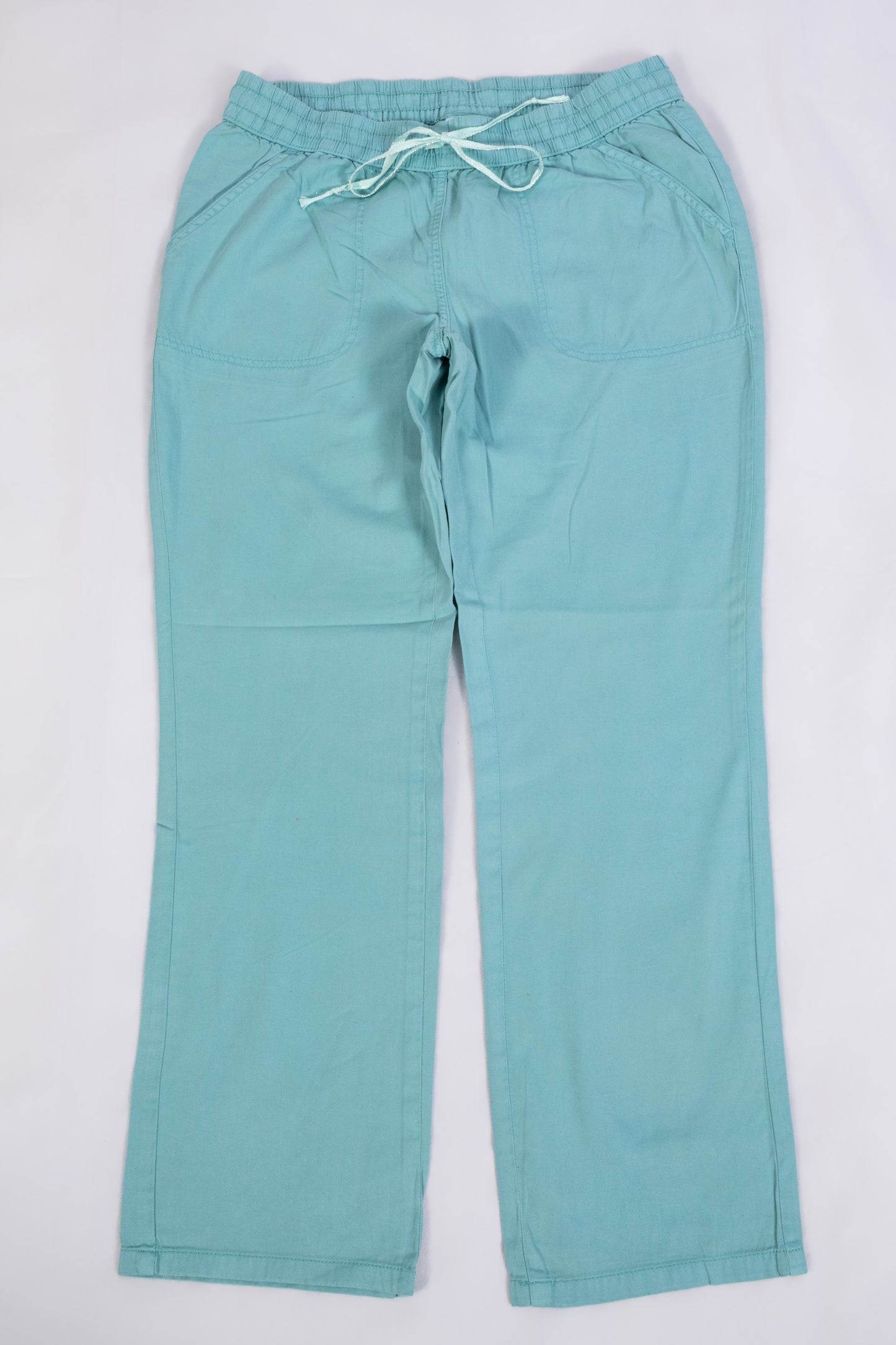 Women’s Aqua Blue Cotton Drawstring Pants – Relaxed Fit