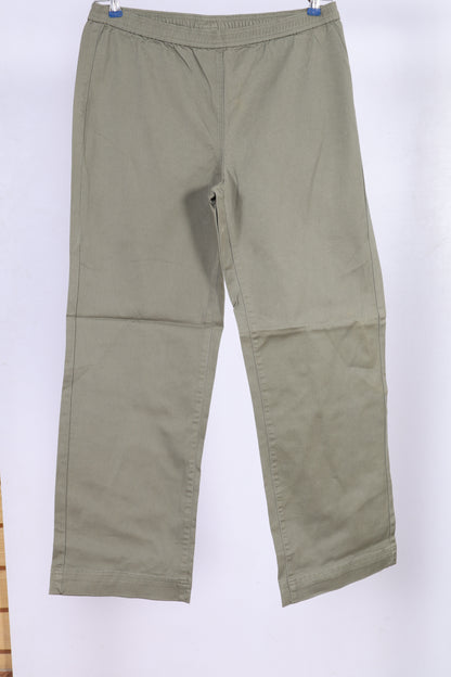 Olive Green Cotton Casual Trousers