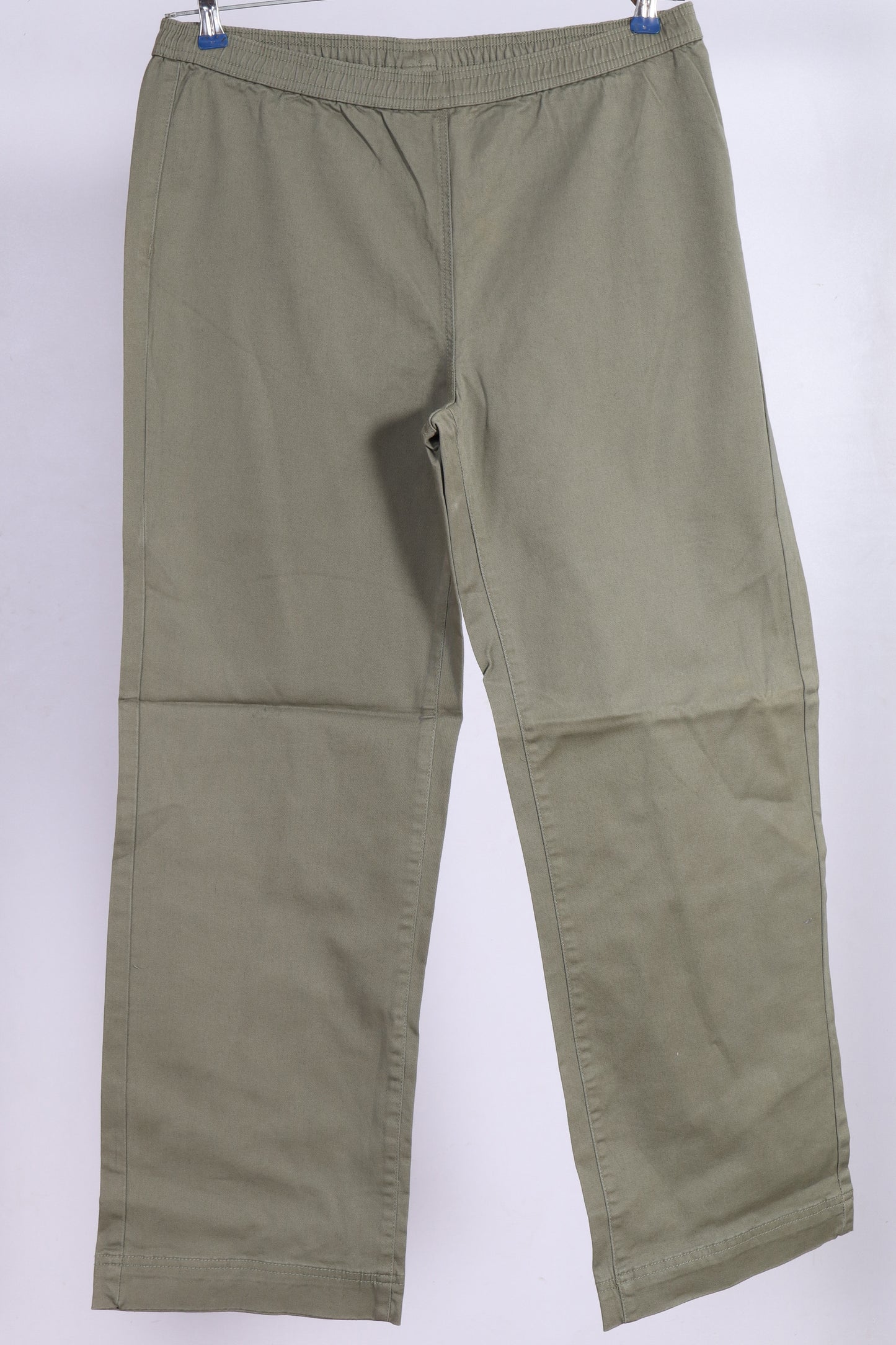 Olive Green Cotton Casual Trousers