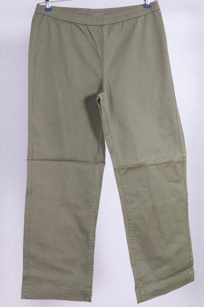 Olive Green Cotton Casual Trousers