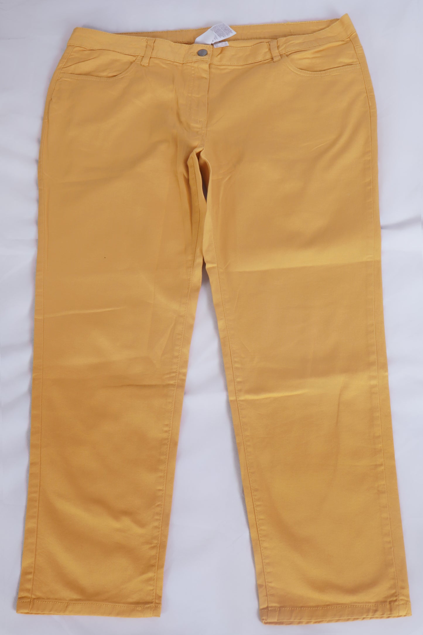 Mustard Cotton Stretch Pants – Women's Casual Wear