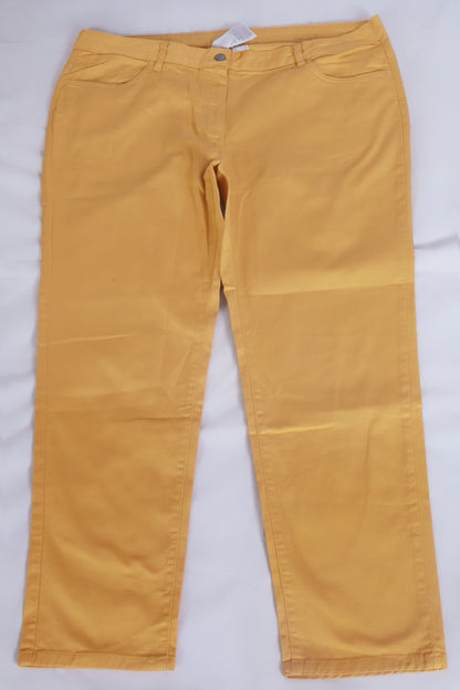 Mustard Cotton Stretch Pants – Women's Casual Wear