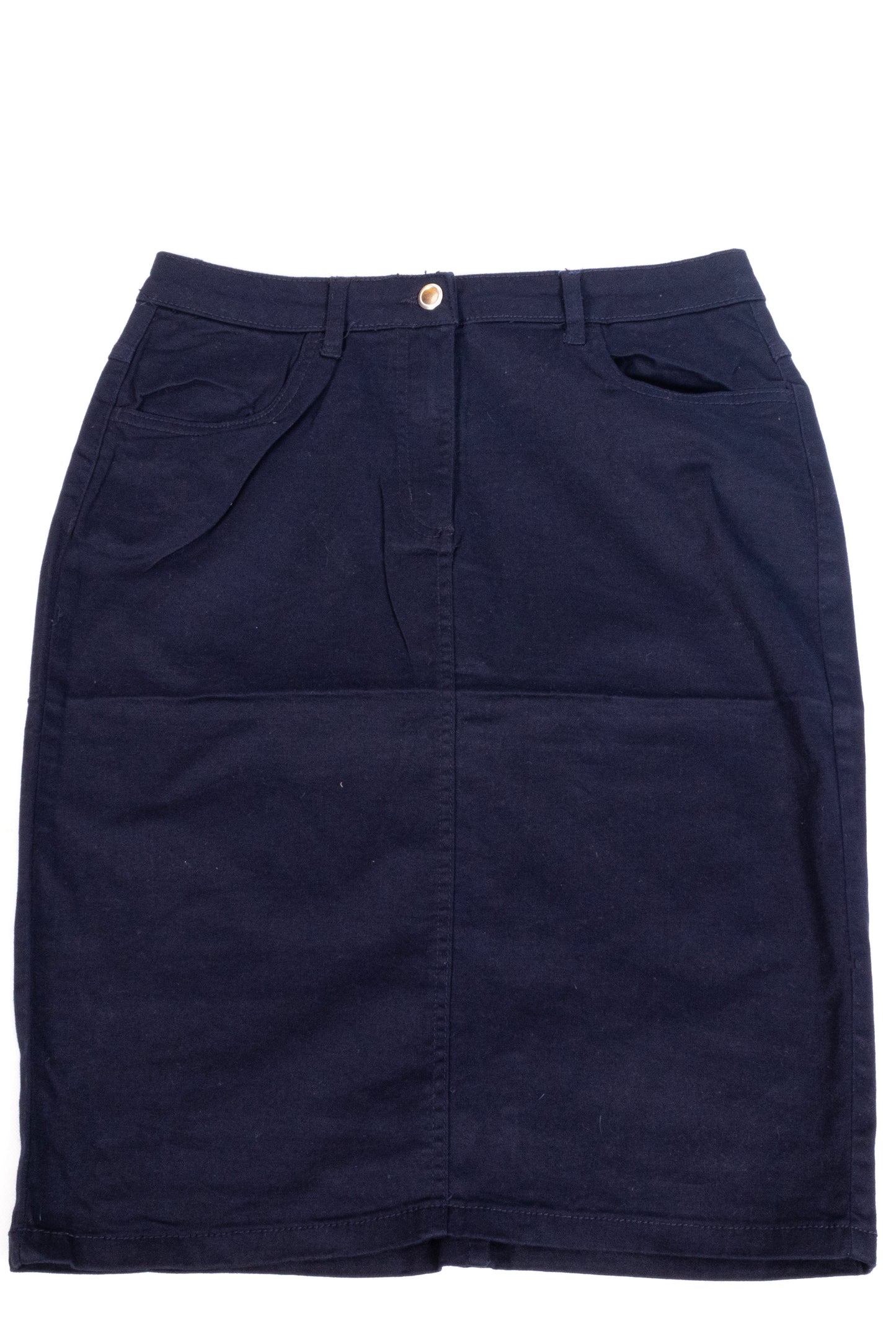 Dark Navy Cotton Stretch Skirt – Women's Casual Pencil Skirt