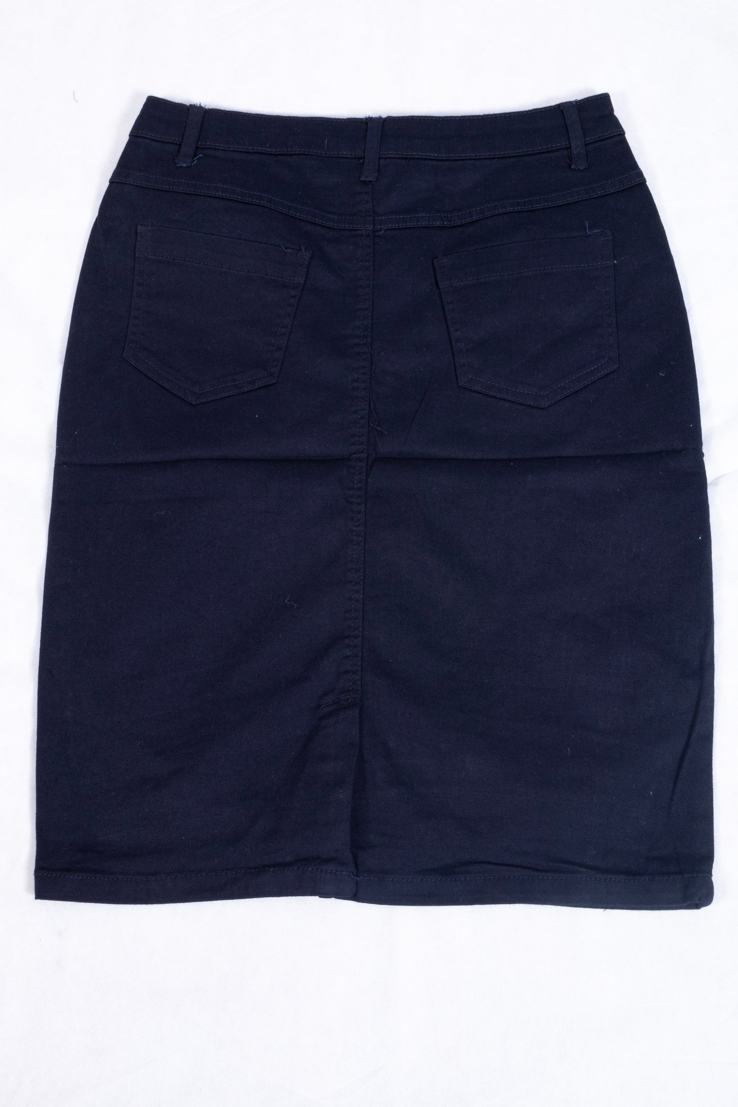 Dark Navy Cotton Stretch Skirt – Women's Casual Pencil Skirt