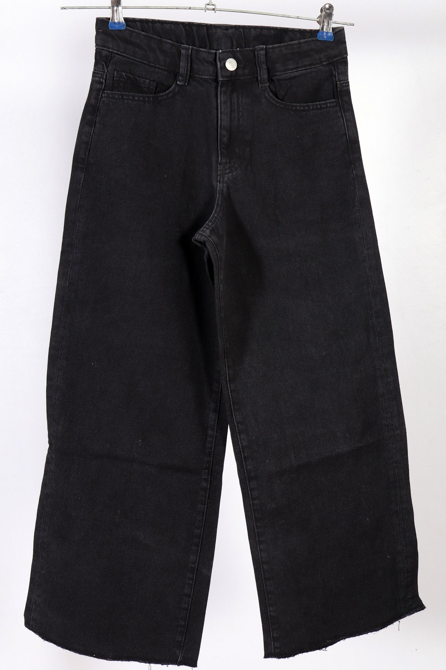 Premium Girls’ High-Waisted Wide-Leg Denim Jeans – Dark wash Black Adjustable waist