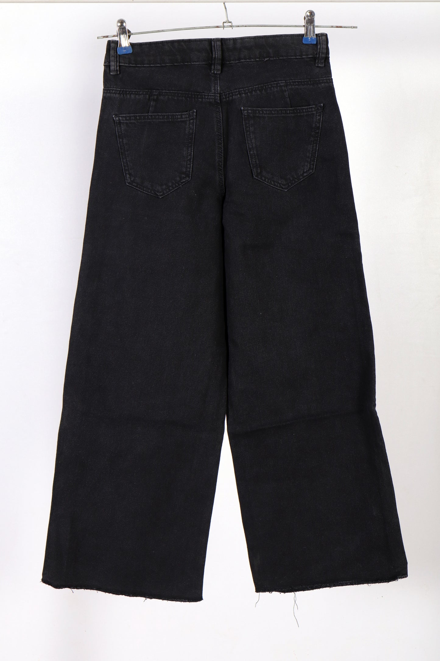 Premium Girls’ High-Waisted Wide-Leg Denim Jeans – Dark wash Black Adjustable waist