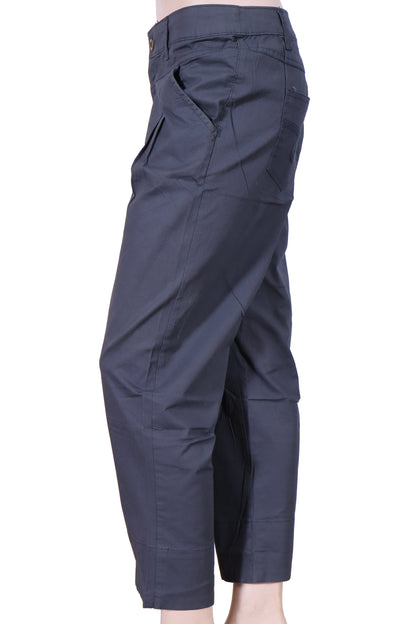 Premium Cotton Twill Ankle Pants – Steel Grey