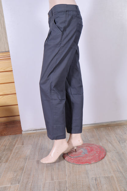 Premium Cotton Twill Ankle Pants – Steel Grey